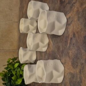 SET OF 7 White Crinkle Cup Ceramic Tealight Candleholders